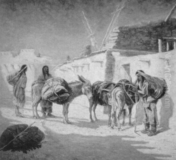 Outside The Pueblo Oil Painting by Seth C. Jones