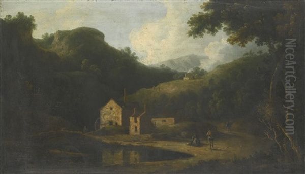 Landscape With A Mill Oil Painting by Thomas Jones