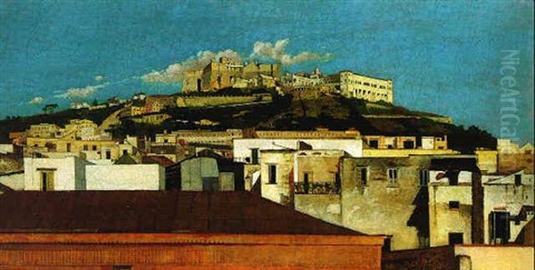 A View Of The Certosa Di San Martino With The Castel Sant'elmo, Naples Oil Painting by Thomas Jones