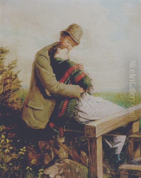 I'm Sitting On A Stile Mary, Where We Sat Side By Side Oil Painting by Thomas Alfred (Sir) Jones