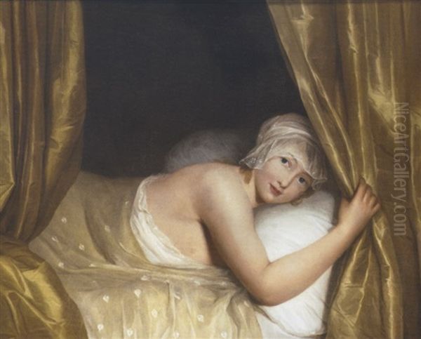 A Young Girl In Bed Oil Painting by William Jones