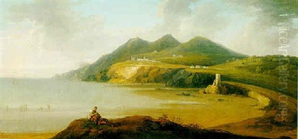 A View Of The Black Rocks And Of The Mountains On The South Side Of The Harbour Of Dublin Oil Painting by William Jones