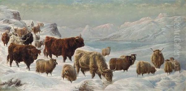 Winter In The Highlands Oil Painting by Charles Jones