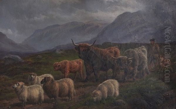 Herding Through The Highlands Oil Painting by Charles Jones