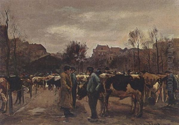 De Veemarkt Oil Painting by Antonie Gerardus De Jong