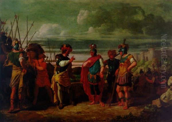 Claudius Civilis With The Commanders Of The Roman Army Oil Painting by Frans de Jong