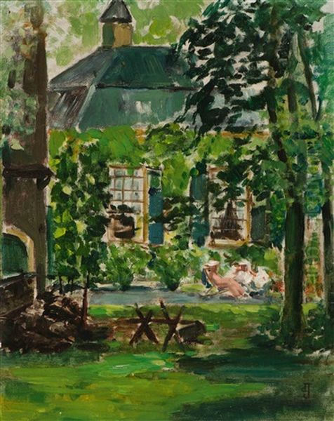 Sunny Day In The Garden Oil Painting by Johan Antonie de Jonge