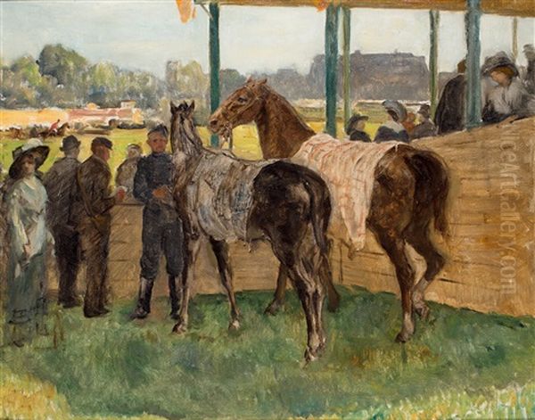 Concours Hippique Tijdens Koninginnedag Op Het Malieveld Te Den Haag, Omstreeks 1908 Oil Painting by Johan Antonie de Jonge