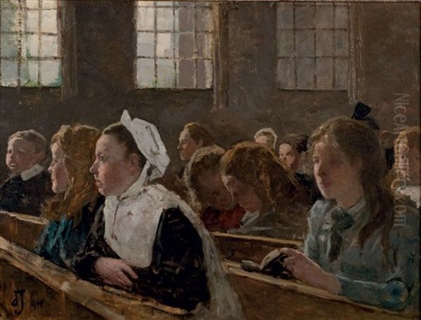 A L'ecole Oil Painting by Johan Antonie de Jonge