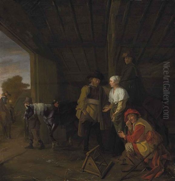 Paying The Hostess Oil Painting by Ludolf de Jongh