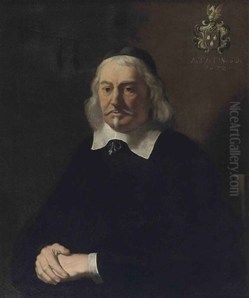 Portrait Of Abraham Velters (1603-1690) Wearing A Skullcap Oil Painting by Ludolf de Jongh