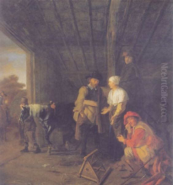 Paying The Hostess Oil Painting by Ludolf de Jongh