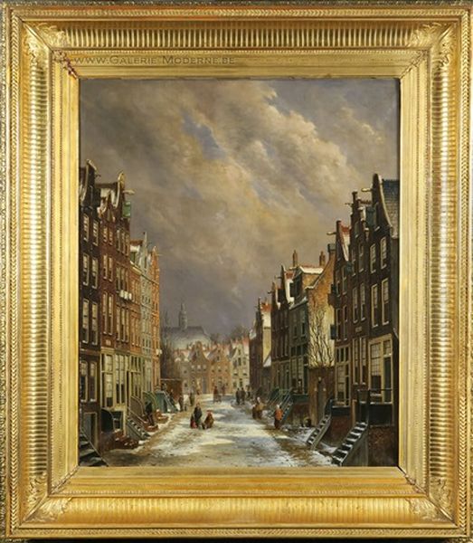 Rue Enneigee Oil Painting by Oene Romkes De Jongh