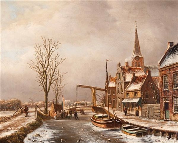 Summer: Activity At The Farm (+ Winter: Skaters And A Refreshments Stall By A Drawbridge; 2 Works) Oil Painting by Oene Romkes De Jongh