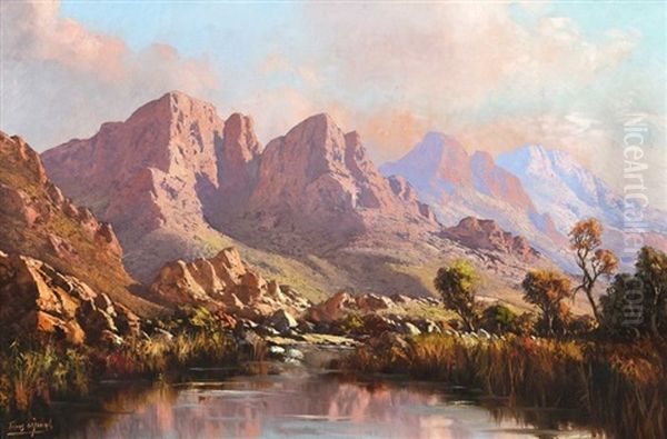 Mountainscape Oil Painting by Tinus de Jongh