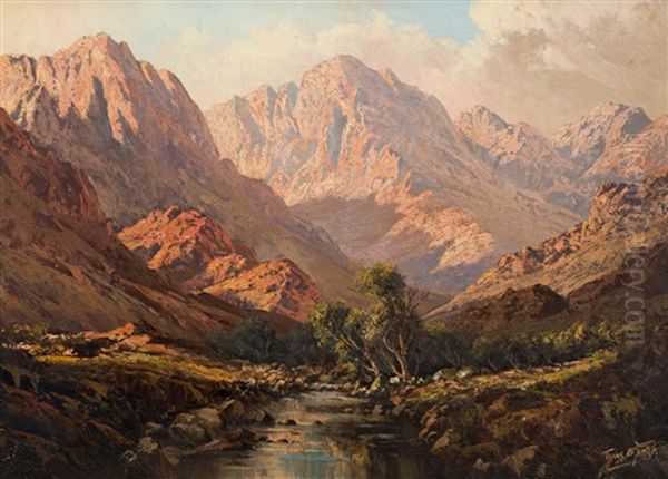 Mountain With Stream Oil Painting by Tinus de Jongh