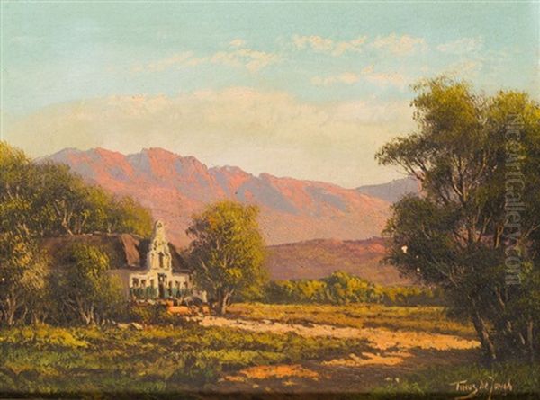 Landscape With Cape Dutch House by Tinus de Jongh