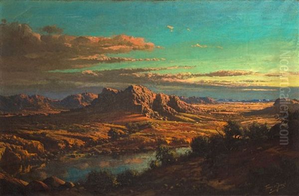 Landscape At Sunset Oil Painting by Tinus de Jongh