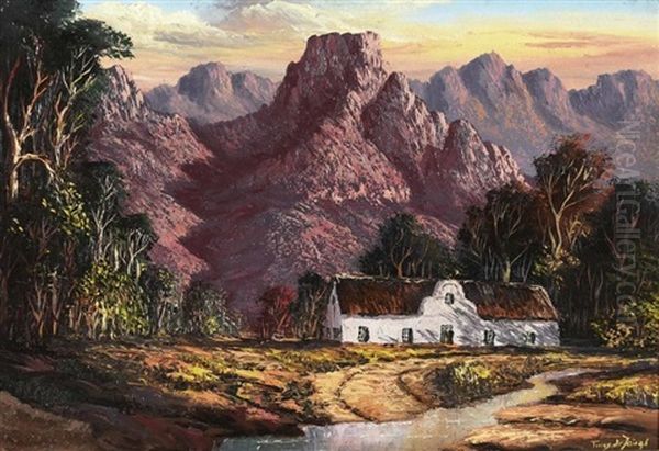 Cape Dutch Farmhouse Oil Painting by Tinus de Jongh