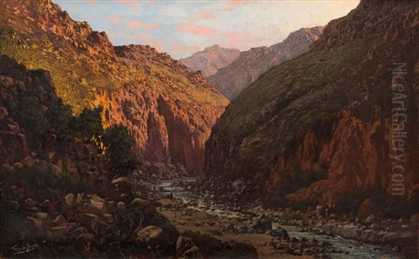 Near Cango Caves, Oudtshoorn Oil Painting by Tinus de Jongh