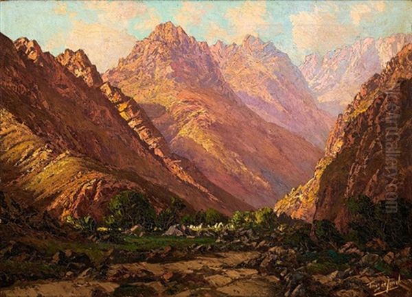 Mountainous Landscape Oil Painting by Tinus de Jongh