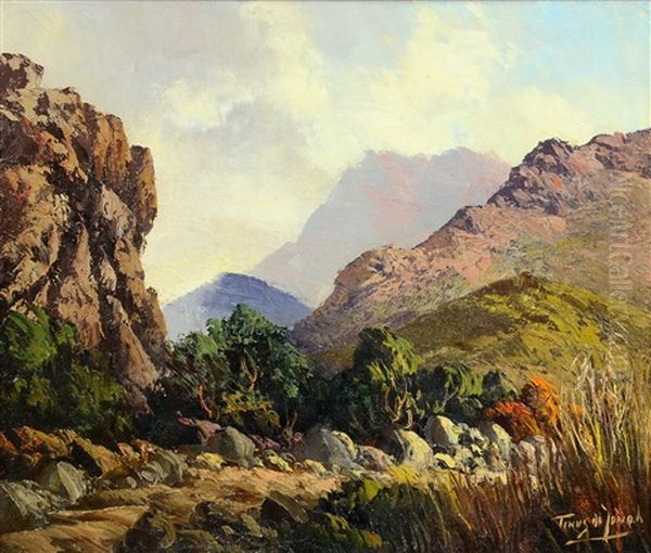 Mountainous Landscape Oil Painting by Tinus de Jongh