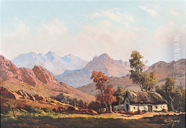 House In A Mountainous Landscape Oil Painting by Tinus de Jongh