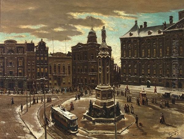 De Dam, Amsterdam Oil Painting by Tinus de Jongh