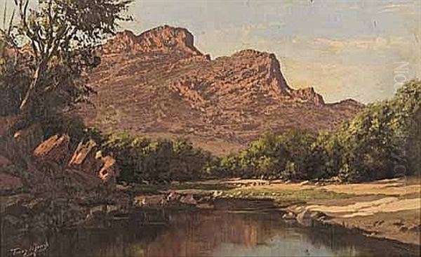 The Berg River, Paarl Oil Painting by Tinus de Jongh