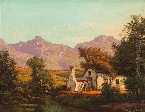 Farmhouse Oil Painting by Tinus de Jongh