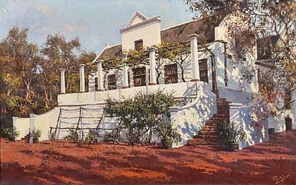 Tokai Manor House Oil Painting by Tinus de Jongh