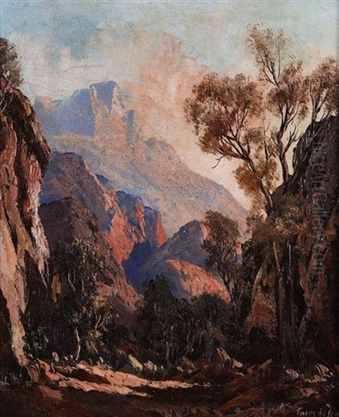 Rocky Valley With Mountains Oil Painting by Tinus de Jongh