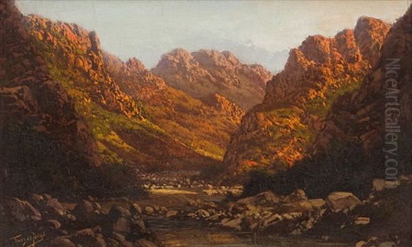 Valley Landscape Oil Painting by Tinus de Jongh