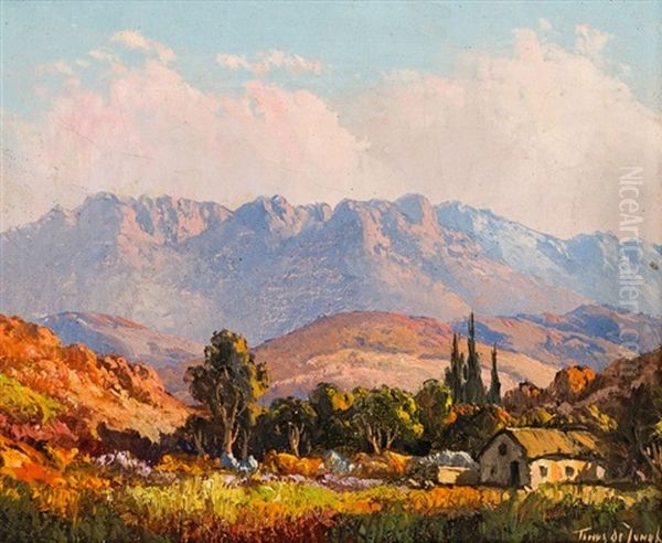 Cottage In A Valley Oil Painting by Tinus de Jongh