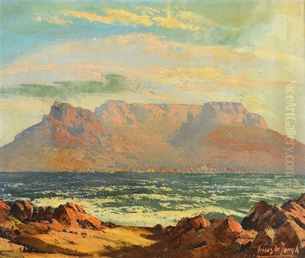 Table Mountain, Cape Town Oil Painting by Tinus de Jongh