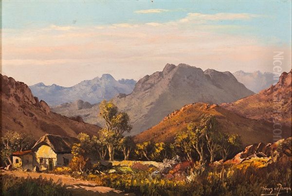 Mountainous Landscape Oil Painting by Tinus de Jongh