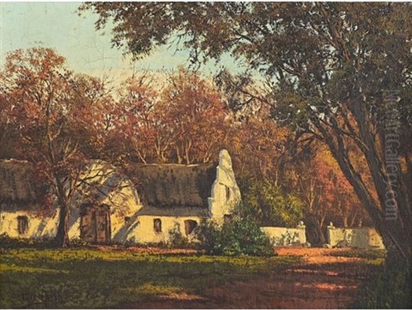 Old Homestead Constantia C.p Oil Painting by Tinus de Jongh