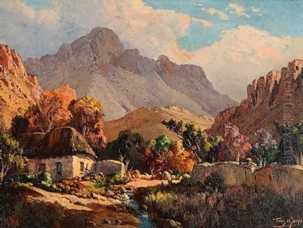 Farmhouse Between The Mountains Oil Painting by Tinus de Jongh