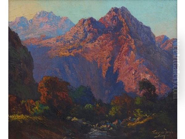 Stream Through A Mountain Pass Oil Painting by Tinus de Jongh