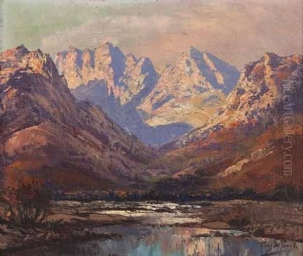 Mountainous Scene Oil Painting by Tinus de Jongh