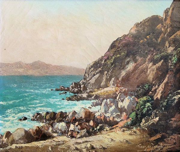 Rocky Shore Oil Painting by Tinus de Jongh