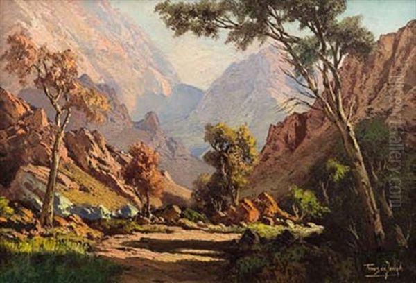 Mountains Through The Trees Oil Painting by Tinus de Jongh