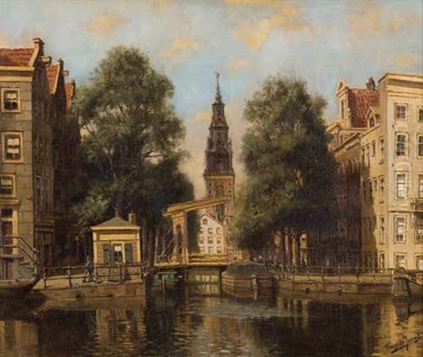 Canals, Amsterdam Oil Painting by Tinus de Jongh