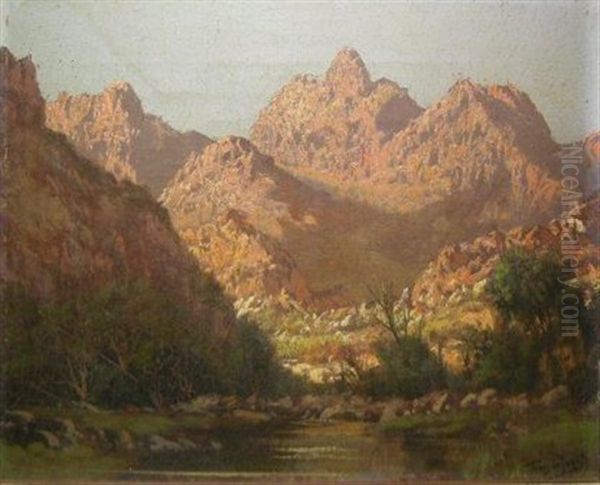 Mountainous Landscape With A Stream Oil Painting by Tinus de Jongh