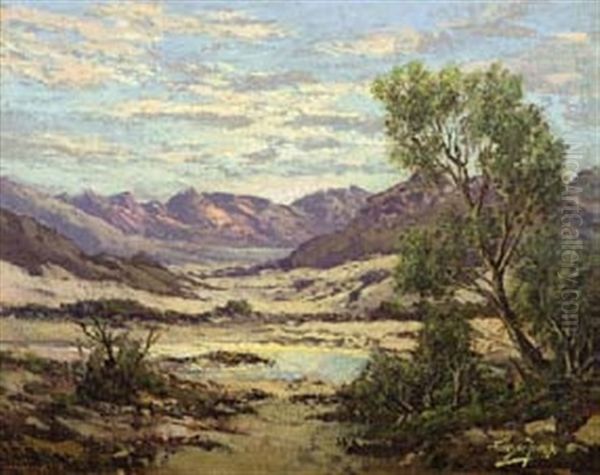 Cape Landscape At Dawn Oil Painting by Tinus de Jongh