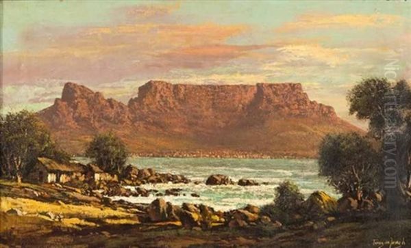 A View Of Table Mountain Oil Painting by Tinus de Jongh