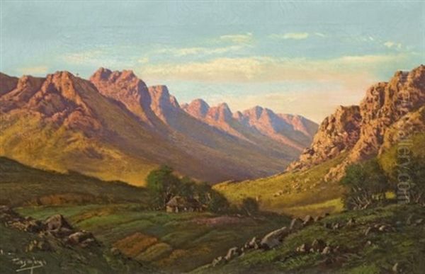 Rural Dwelling In A Valley Oil Painting by Tinus de Jongh