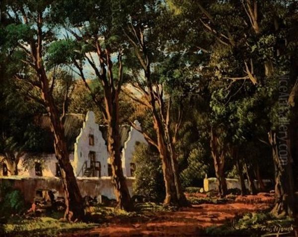 Homestead Surrounded By Trees Oil Painting by Tinus de Jongh