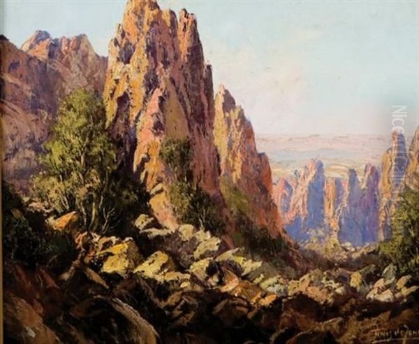 View Of A Ravine Oil Painting by Tinus de Jongh