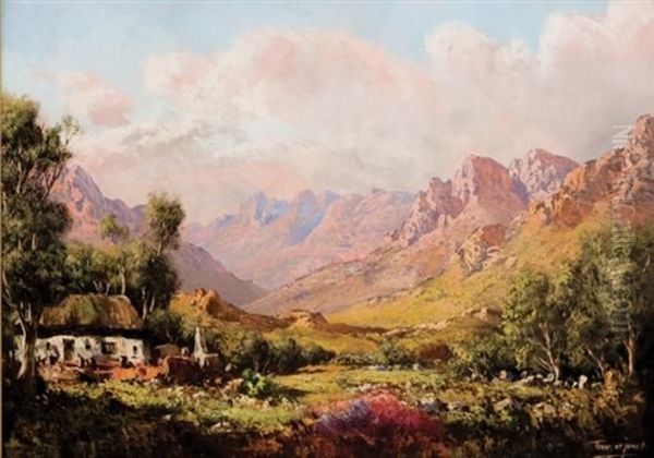 Cottage In The Mountains Oil Painting by Tinus de Jongh